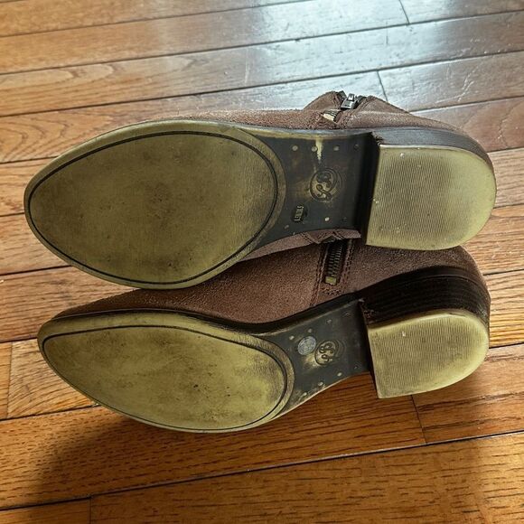 Lucky Brand Basel Suede Flat Bootie in light brown - Picture 13 of 15